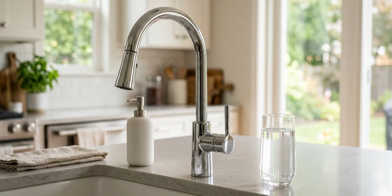 Limescale on a faucet from hard water